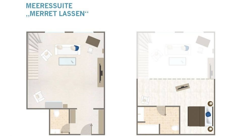 Grundriss einer Luxus-Ferien-Suite im Söl’ring Hof auf Sylt.