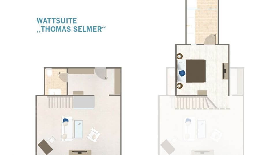 Grundriss der Wattsuite im Söl’ring Hof auf Sylt.