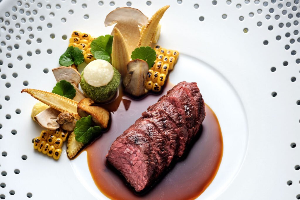 Gourmet meal at the Söl’ring Hof holiday destination on Sylt.