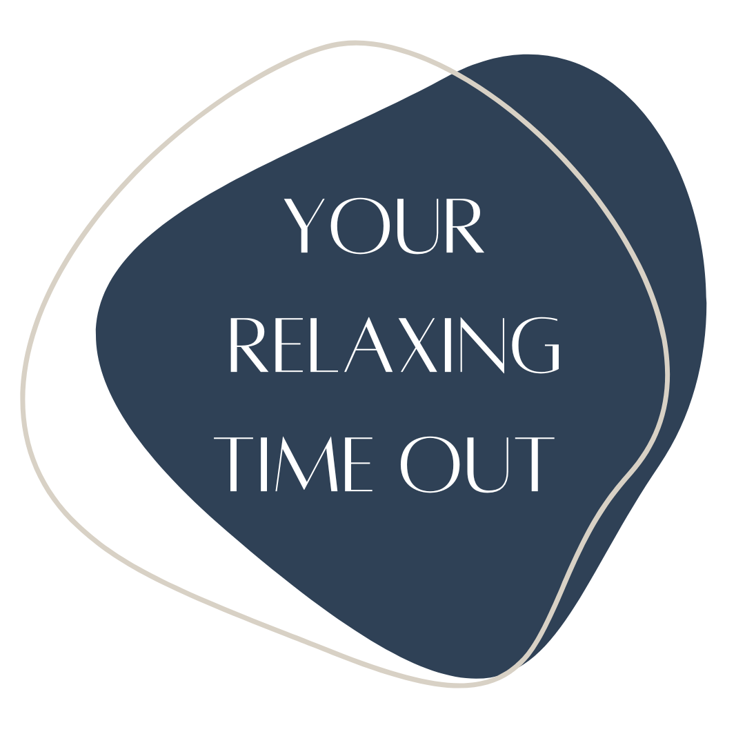 Navy abstract, beige outline, “YOUR RELAXING TIME OUT,” Söl’ring Hof Sylt.