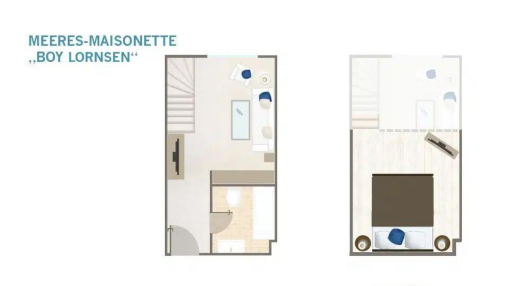 Grundriss einer Ferienwohnung im Söl’ring Hof auf Sylt.