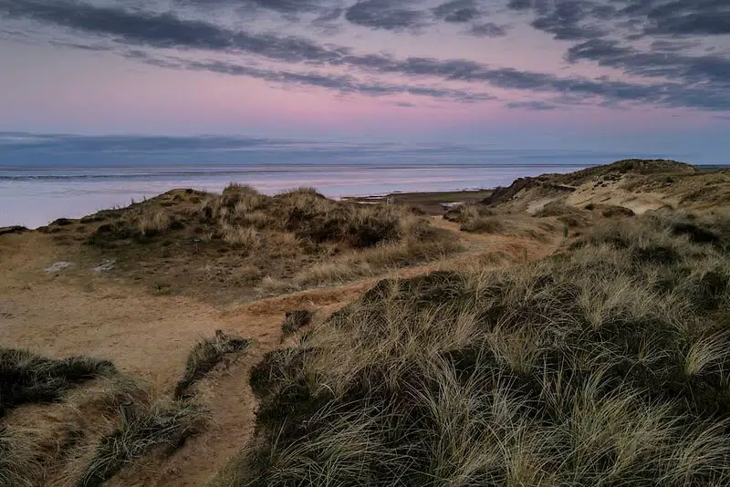 Sandy path through dunes at holiday destination Söl’ring Hof, Sylt.